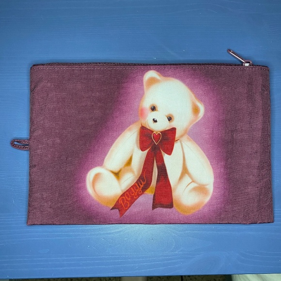 BAGGU Large Flat Pouch Fancy Animals Teddy Bear Print NWOT - Picture 2 of 7